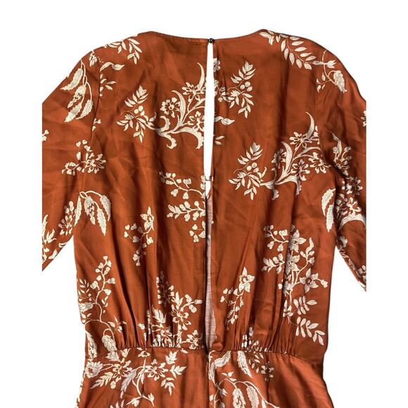 Sezane Floral Jumpsuit in Rust and Cream - Picture 9 of 10